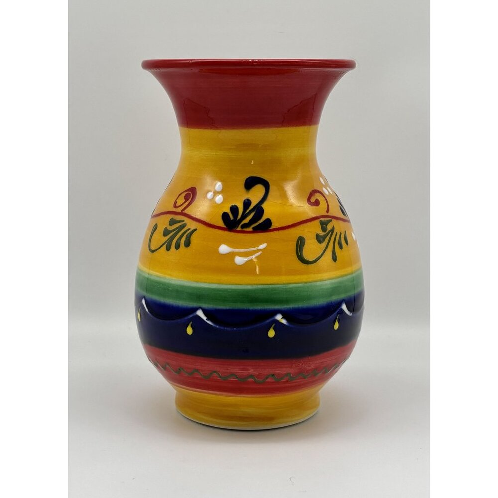 Padilla Padilla CPP Small Vase Hand Painted Made in Spain Colorful 8 Inches Tall